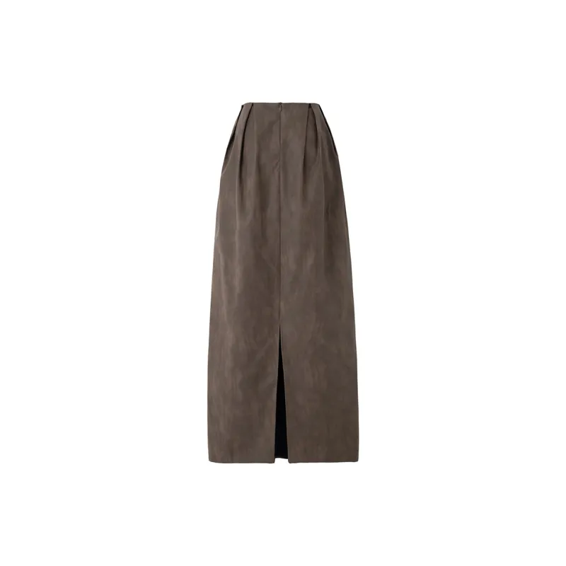 SOON FLOWER Leather Long Skirts Women's-1