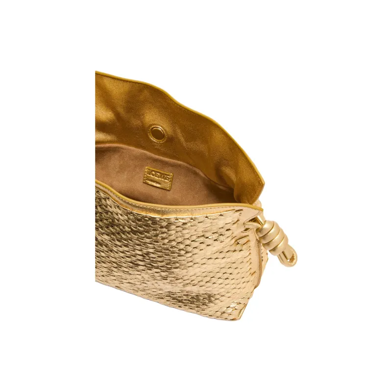 LOEWE Flamenco Lambskin Handheld Shoulder Bag Medium Size Women's Gold-4