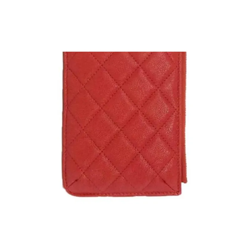 CHANEL Leboy Litchi Skin Wallet, Card Holder Women's Red-4