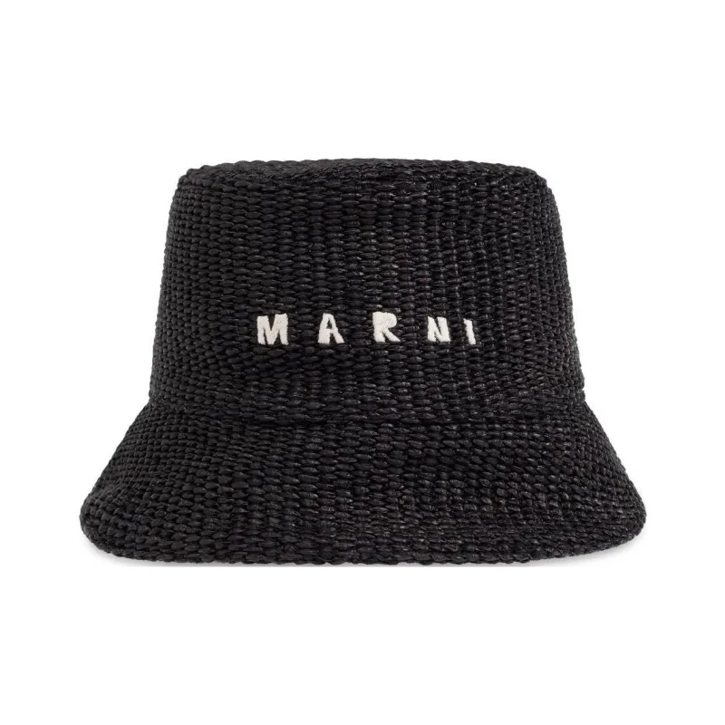 MARNI Logo Embroidered Flat Peak Bucket Hat-0