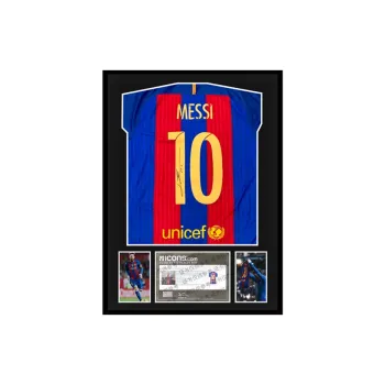 Three For 2016-17 Barcelona Team Jersey Icons Certificate Framed Outer Frame Approximately 65x85cm