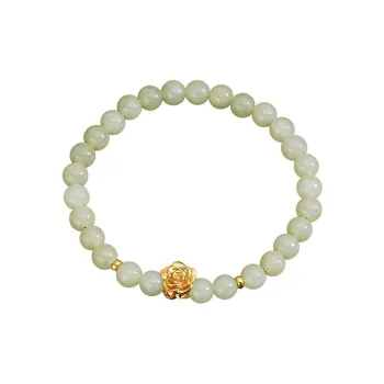 LUXLINE Hetian Jade Bracelets Pale Greenish White Jade Women's