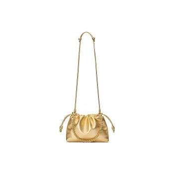 LOEWE Flamenco Lambskin Portable Crossbody Bag Shoulder Bag Medium Size Women's Gold