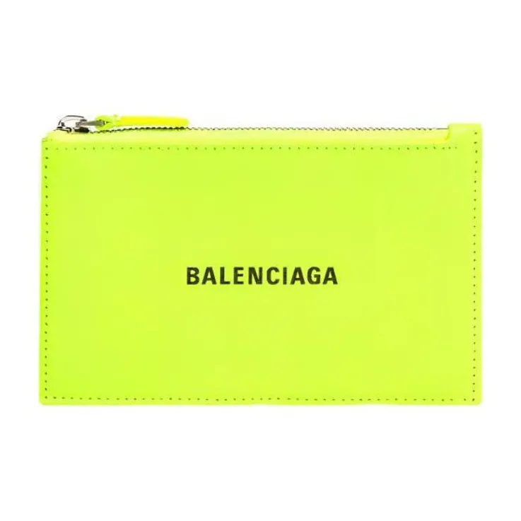 Balenciaga Cash Cow Leather Coin Purses Card Holders Large Size Men's Yellow-0