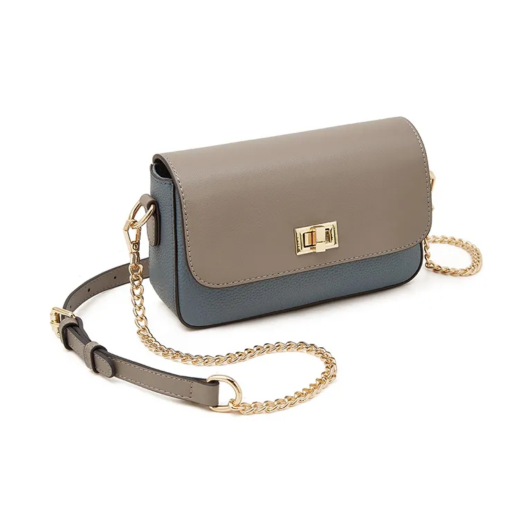 Old Man's Head Cow Leather Shoulder Bag, Crossbody Bag Small Size Women's Khaki Blue-10