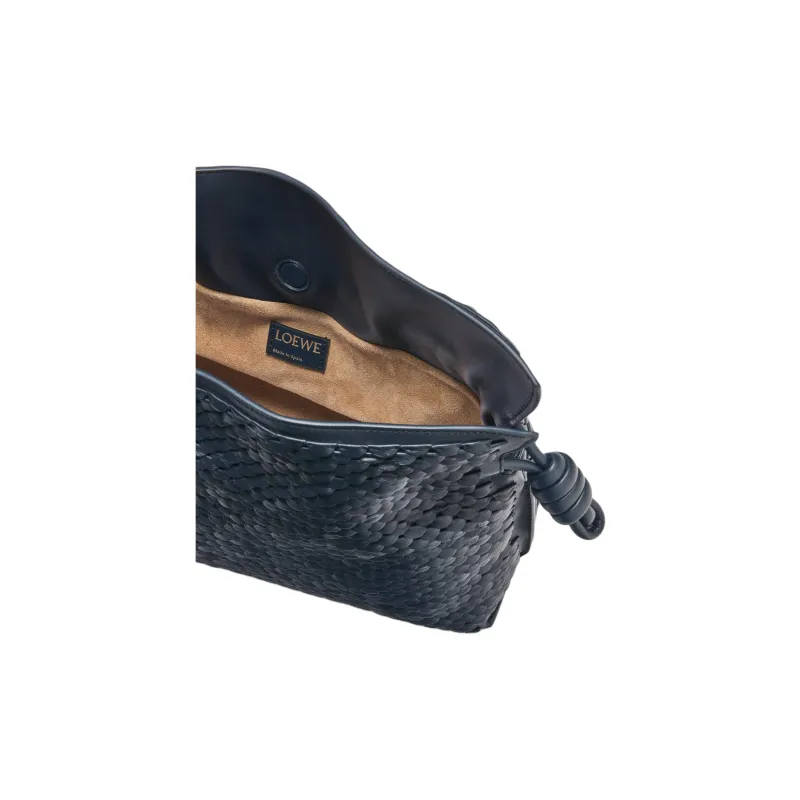LOEWE Flamenco Lambskin One Shoulder Crossbody Clutch Medium Size Women's Ink Blue-4