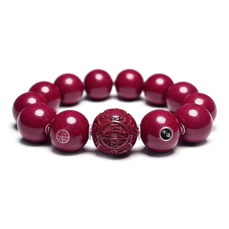 MOUNTAINS AND MANS Cinnabar New Chinese Style Good Luck Beaded Bracelet Men's-8