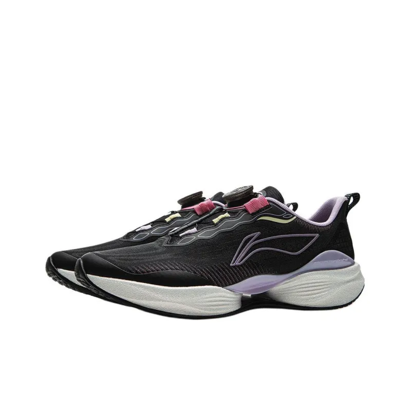 LINING YOUNG Abrasion Resistant Cushioning With Rebound Low Top Kids' Running Shoes Black Pink Teenagers-2