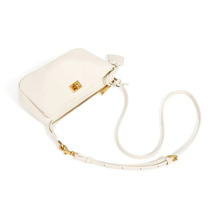 Carnival Keep Cow Leather Patchwork Synthetic Leather Shoulder Bag Women's White/Black-3