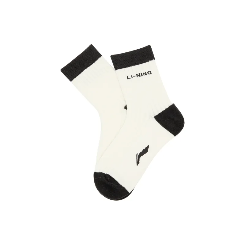 LiNing Sports Life Collection Mid Calf Socks Unisex 1 Pack Ivory-2