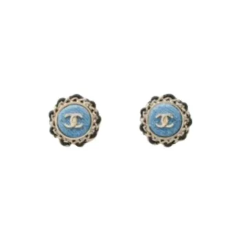 CHANEL   Stud Earrings Unisex Blue