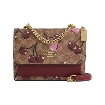 COACH Klare Coated Canvas With Leather Crossbody Bag, Shoulder Bag Small Size Women's Gold & Tan & Multicolor