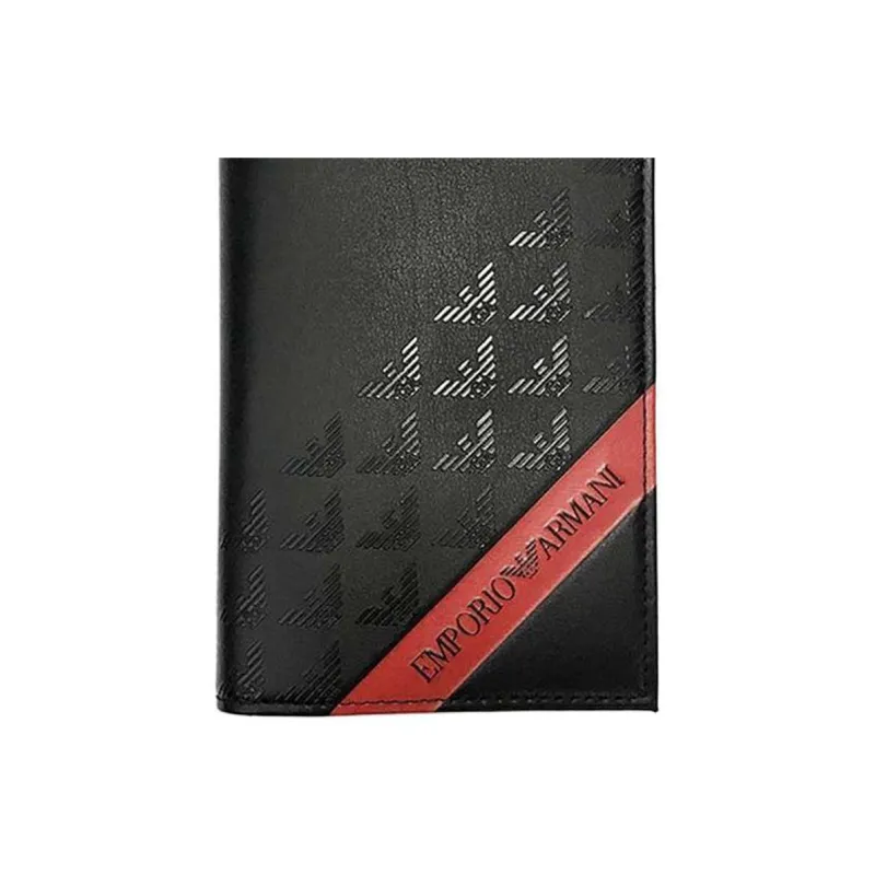 EMPORIO ARMANI Recycled Leather Wallet Men's Black & Red-5