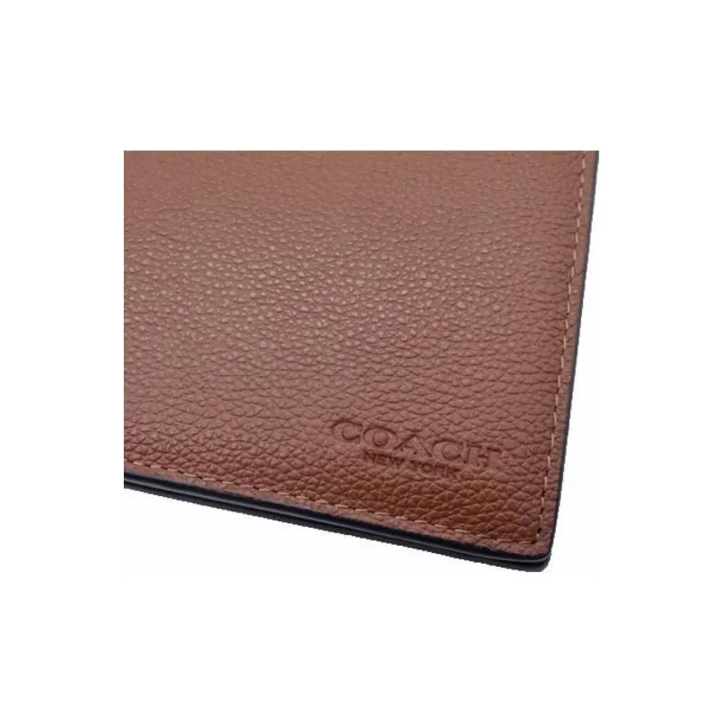 COACH Smooth Calf Leather Wallet Mini Men's Brown-5