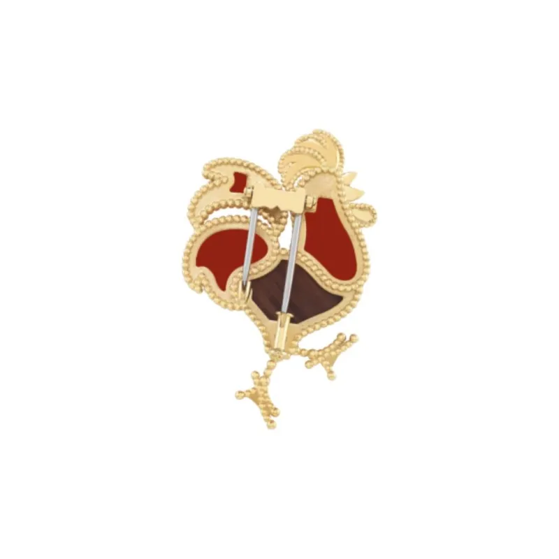 Van Cleef & Arpels 18K Gold Red Obsidian Obsidian Onyx Brooches Unisex Gold/Red-1