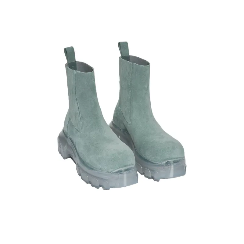 RICK OWENS/RO Bozo Short Chelsea Boots Women's Green-2