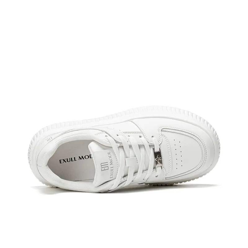 EXULL Q Coverage Impact Resistance Height Increasing Low Top Skateboard Shoes Women's White-3