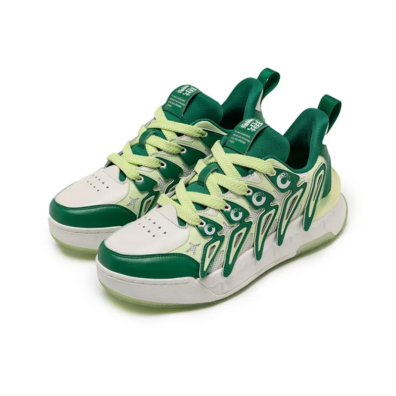 ONEMIX Durable Breathable Coverage Low Top Skateboard Shoes Unisex Parrot Green-2