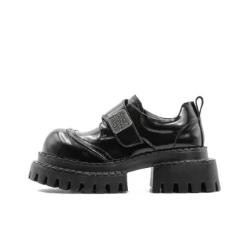 Little Sue _Argument Niche Design Hook and Loop Trendy Versatile Large Head Derby Shoes Loafers Women's