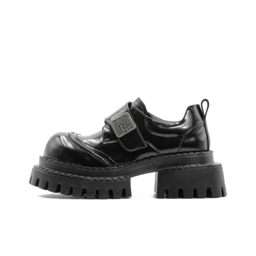 Little Sue _Argument Niche Design Hook and Loop Trendy Versatile Large Head Derby Shoes Loafers Women's