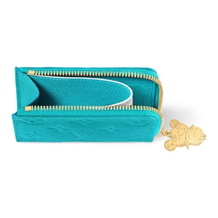 LOUIS VUITTON Takashi Murakami Village Co-Financing Cow Leather Wallet Women's Blue-3