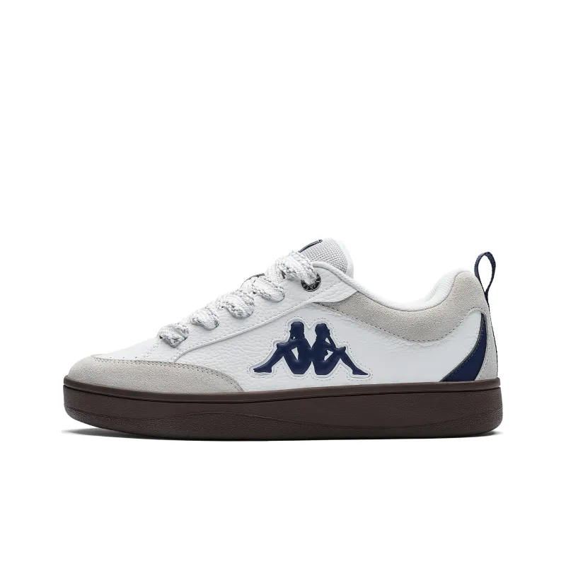 Kappa Anti Slip Wear Resistant Low Top Skateboard Shoes Unisex White Pelican Gray-0