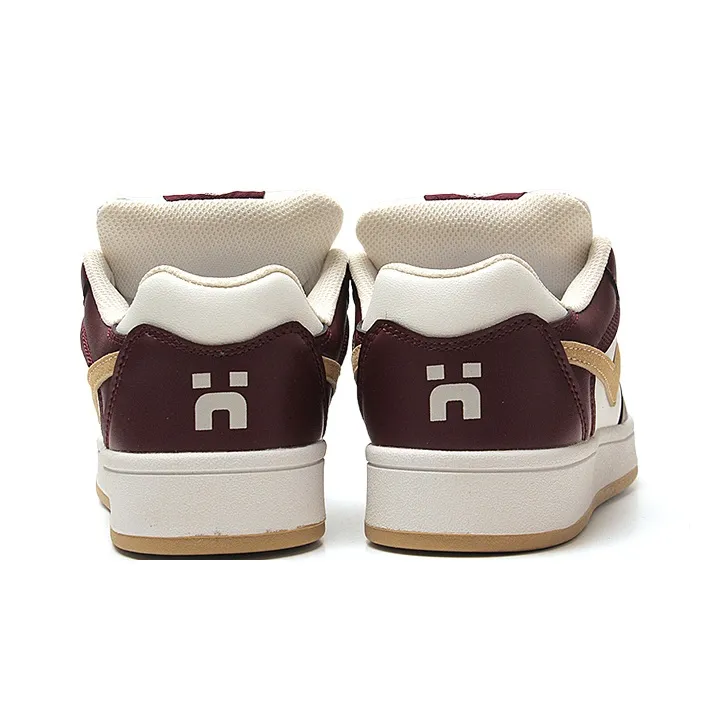 STUR YSN Low Top Skateboard Shoes Women's White Gold Burgundy-4