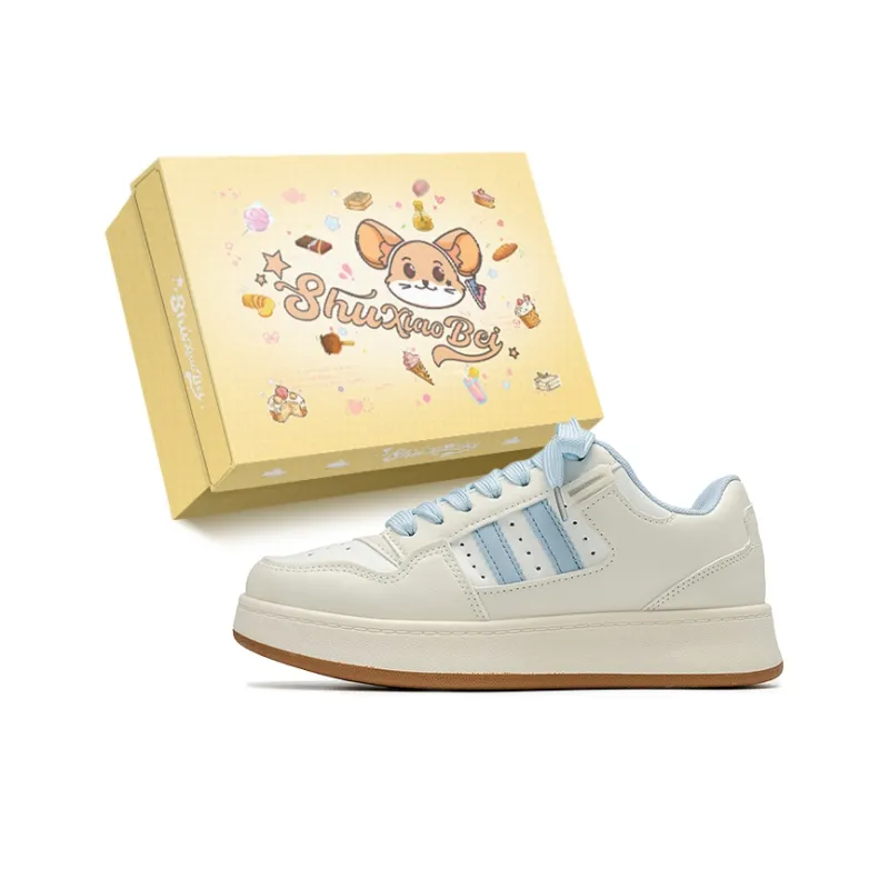 SHUXIAOBEI Anti Slip And Wear Resistant Lightweight Low Top Skateboard Shoes Unisex White Blue-24