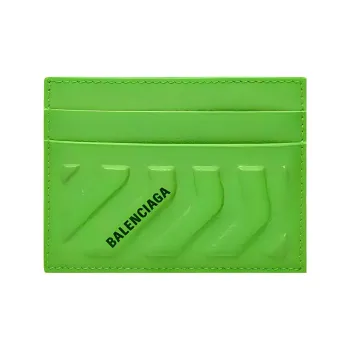 Balenciaga Car 4 Card Slots 1 Bill Compartment Card Holder Bright Green/Black