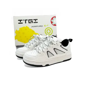 ITGI Anti Slip Wear Resistant Low Top Skateboard Shoes Unisex White Black