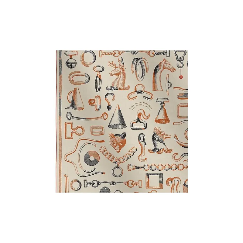 HERMES Cashmere Shawls Women's Natural Color/Brown/Black-1