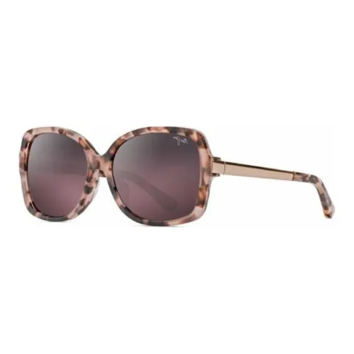 Maui Jim Acetate Rose Gold Irregular Shape Sunglasses Women's Tortoiseshell