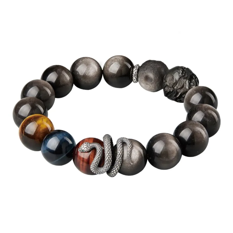 Moonstone Edge Obsidian Bracelets Unisex-4