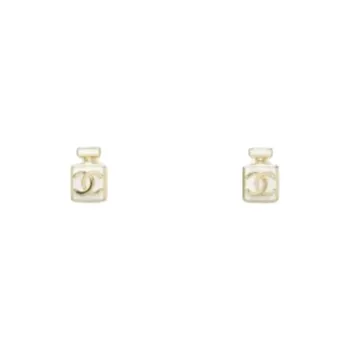 CHANEL Stud Earrings Unisex White