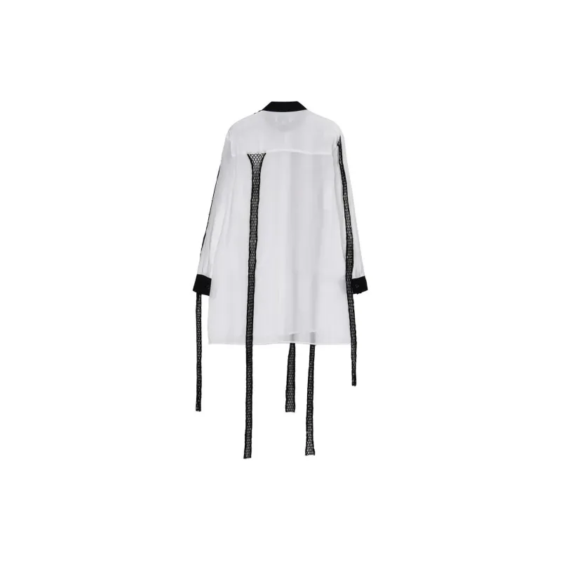 Yohji Yamamoto Contrasting Mesh detail Linen Shirt-1