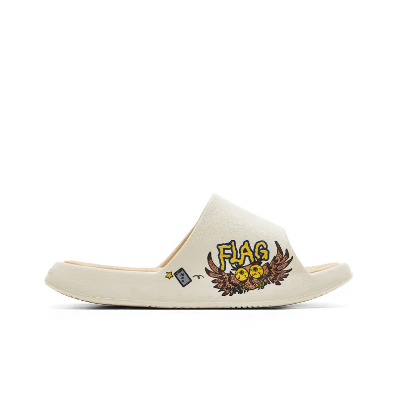 PEAK Tai Ji1.0 Slip Resistant Cushioning Slide Slippers Men's Ivory Yellow-1