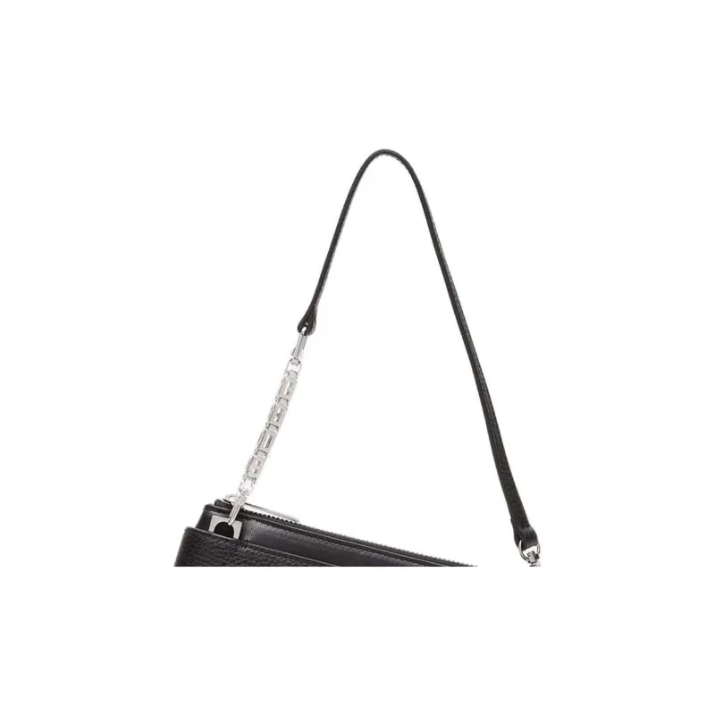 GCDS Calfskin Handbag Shoulder Bag Small Size Women's Black-4