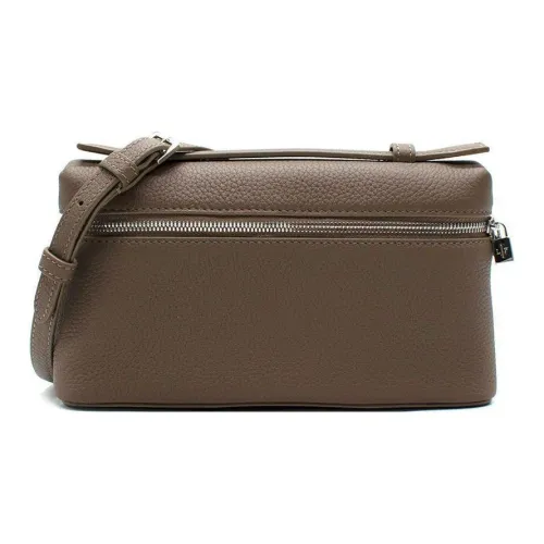Loro Piana ExtraPocket Grained Calfskin One Shoulder Handbags Women's Warm Cardamom Color With Antique Silver Accents