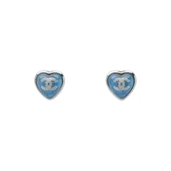 CHANEL Stud Earrings Unisex Blue