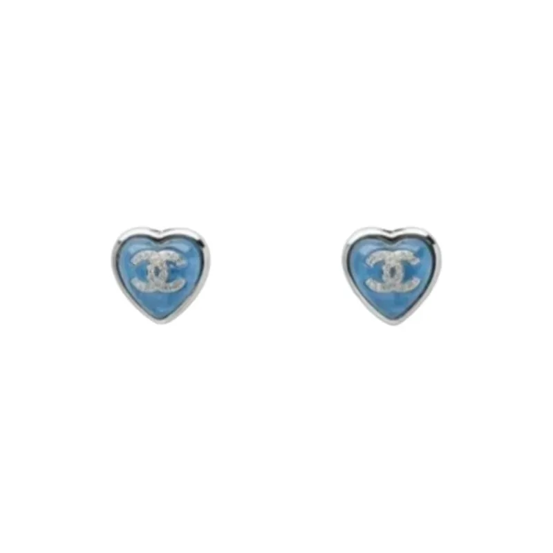 CHANEL Stud Earrings Unisex Blue-0