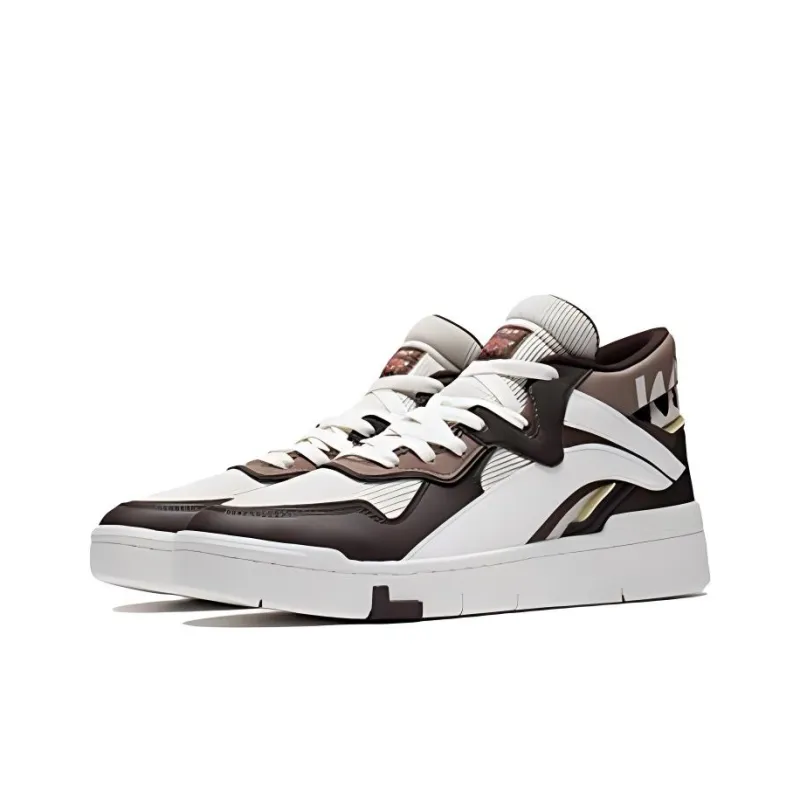 LiNing Wave Mid Prm Slip-Resistant Cushioning Wear-Resistant Mid-Top Skateboard Shoes Men's White Umber-2