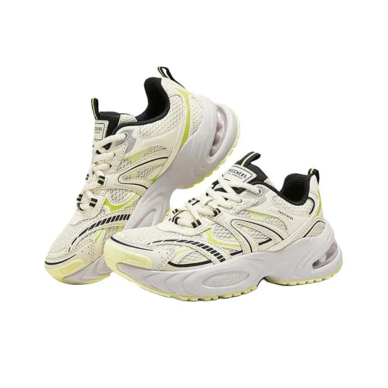 Skechers Anti Slip Wear Resistant Low Top Chunky Sneakers Women's White Yellow-1