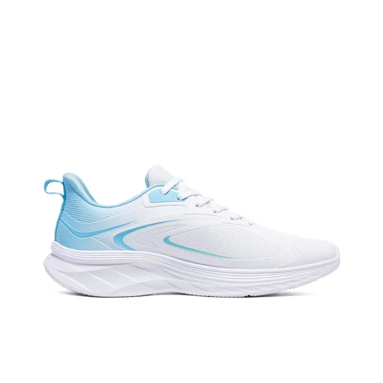 Erke Cushioned Wear Resistant Water Resistant Low Top Sprint Running Shoes Men's White Blue-1
