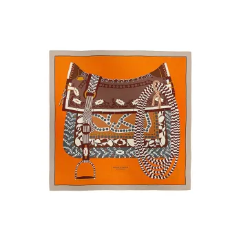 HERMES Cashmere Shawls Women's Orange