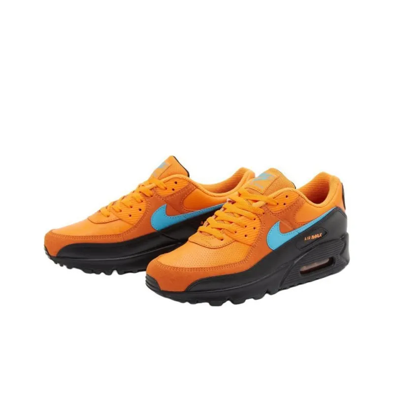 Nike Air Max 90 Anti Slip Wear Resistant Low Top Casual Running Shoes Unisex Orange Black-1