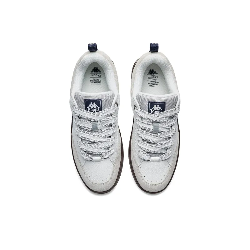 Kappa Anti Slip Wear Resistant Low Top Skateboard Shoes Unisex White Pelican Gray-3