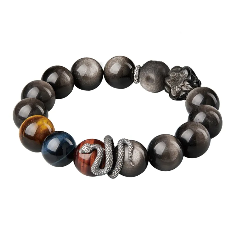 Moonstone Edge Obsidian Bracelets Unisex-0
