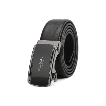 PIERRE CARDIN Top Grain Cow Leather Leather Belts Men's Black 3.4cm