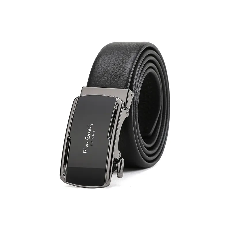PIERRE CARDIN Top Grain Cow Leather Leather Belts Men's Black 3.4cm-0
