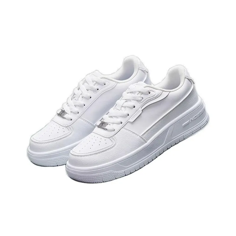 QIAODAN Non slip Lightweight Low Top Skateboard Shoes Women's White Silver-2